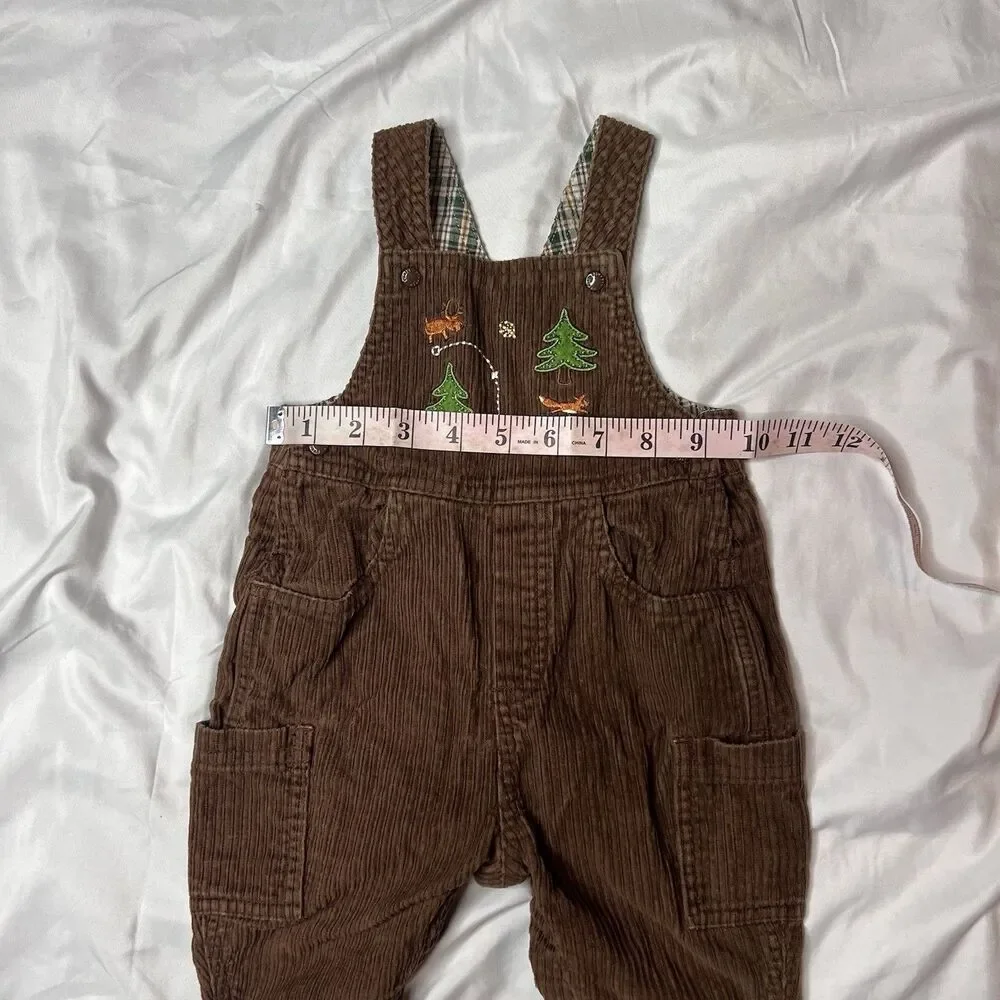 Oshkosh B'Gosh Brown Corduroy Embroidered Overalls Size 3-6 Months Baby Kid Fall